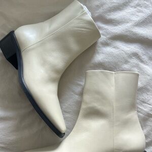 Bared Footwear Ivory Leather Ankle Boots
